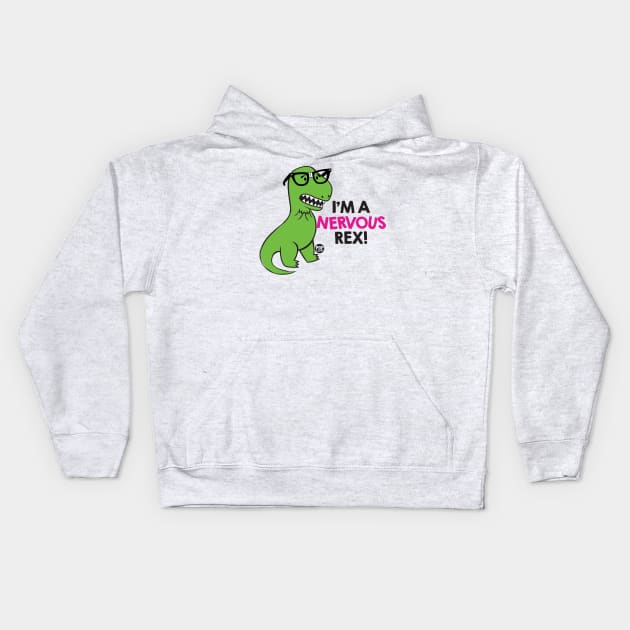 NERVOUS REX DINO Kids Hoodie by toddgoldmanart